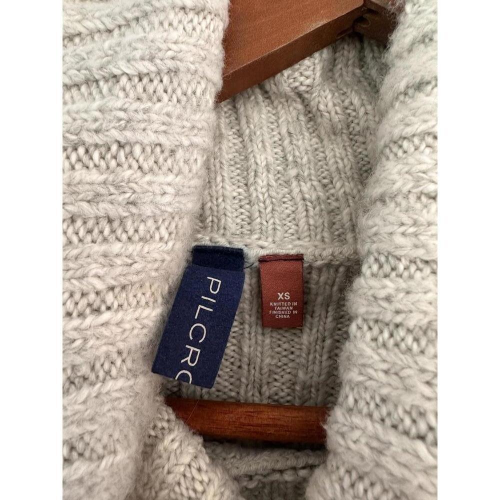 Pilcro Anthropologie Spotted Turtleneck Sweater Cream & Blue Women XS Oversized - Picture 7 of 13